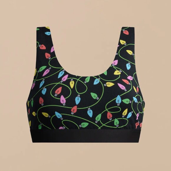 Nordstrom Womens Seasonal Style Holiday Lights Bralette Bra Stretch Scoop Neck - Picture 4 of 8